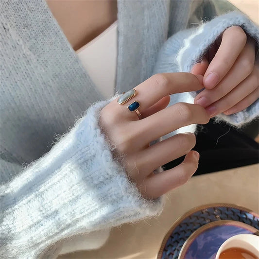 Adjustable Colorful Drip Glaze Ring  for Women to pair with a Fashion  bracelet.   Geometric Gold Colour Metal Rings for MOTHERS DAY Gift to complete the ensemble.