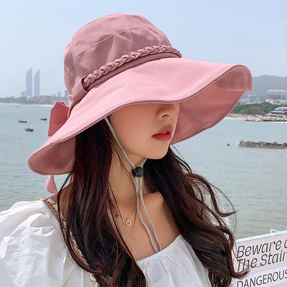 Womens Summer Bucket Hat in Solid Colors with  Wide Brim.  Fishermans Hat For Girls/Ladies  Outdoor Travel,  Beach , UV Protection