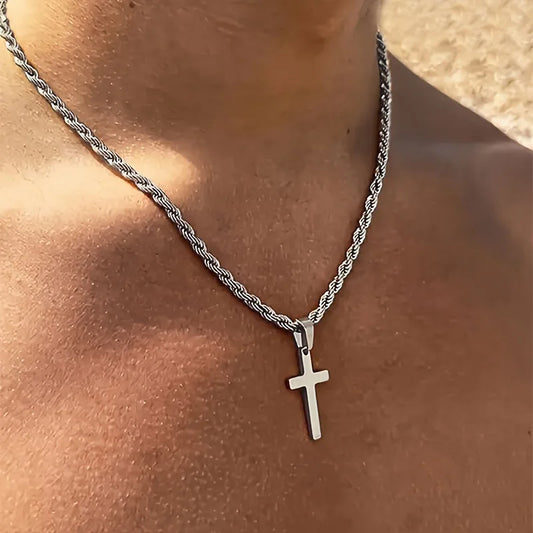 Stainless Steel "Cross " Pendant Necklace for Men /Women.   Minimalist Gold Color Jewelry.   Male /Female Necklaces Chokers for Gifts