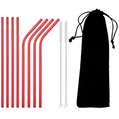 Colorful Reusable Drinking Straws,  304 Stainless Steel with Brush Bar Cocktail Straw for Glasses Drinkware