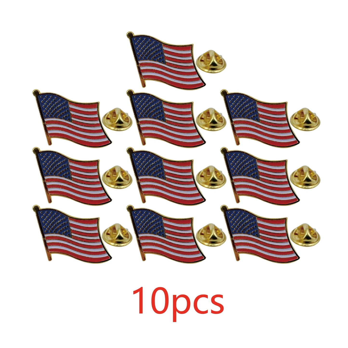 American Flag Lapel Pin, Gold  Plated Enamel Pin Waving United States FLAG.