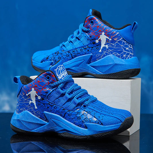 Children‘s Basketball Shoes, Non-slip, Breathable Basketball Training Sneakers,  Lace-up Boys Girls Basketball  Athletic Shoes