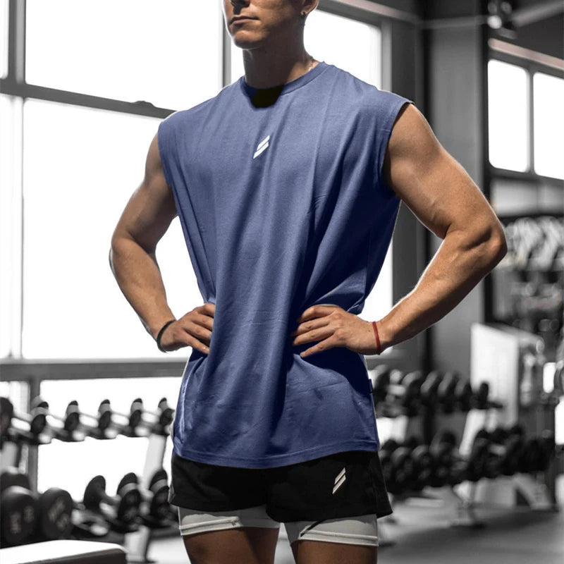 NEW Summer Fitness Sports Tank Top  for Men.  Breathable,  Loose Mesh Training,  Sleeveless T-shirt.   Quick Drying vest mens  Fitness Clothing