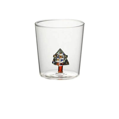 300ml Christmas 3D Glass Cup With Figurine Inside Stemless Glass For Wine Water Milk Goblet-drinking Glass Coffee Mug 1/2/4pcs