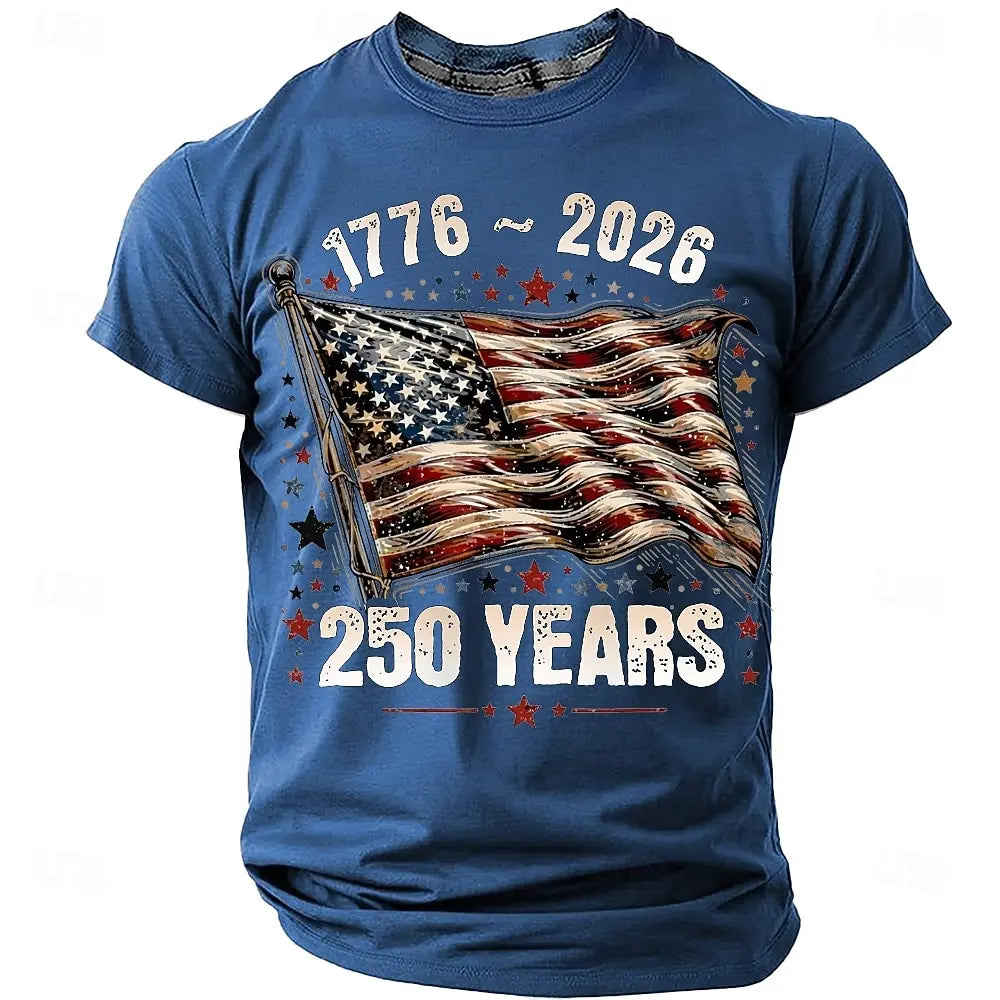 America 250th Birthday Eagle Flag 250 Years 1776-2026,  PRINTED Unisex Men's  and Womens T-Shirt, Casual  Vintage -style Clothing