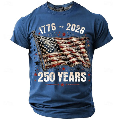 America 250th Birthday Eagle Flag 250 Years 1776-2026,  PRINTED Unisex Men's  and Womens T-Shirt, Casual  Vintage -style Clothing
