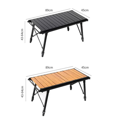 Camping Table Foldable Portable IGT Outdoor.  Table with Adjustable Height and Aluminum Alloy For Outdoor Barbecue Picnic Fishing. table in Black or Wood.  Grill Sold Separately.