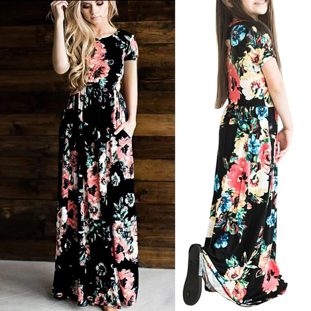 Summer Mommy and Me Family Matching  Clothing.  Mother/ Daughter Flower Dresses.  Mom Dress,  Kids, Child Outfit,  Baby Girl Clothing