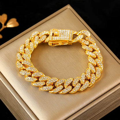 316L Stainless Steel Gold Color Cuban Chain Bracelet For Women /Men/Couples.  Trendy  Waterproof Wrist Chain Jewelry Gift