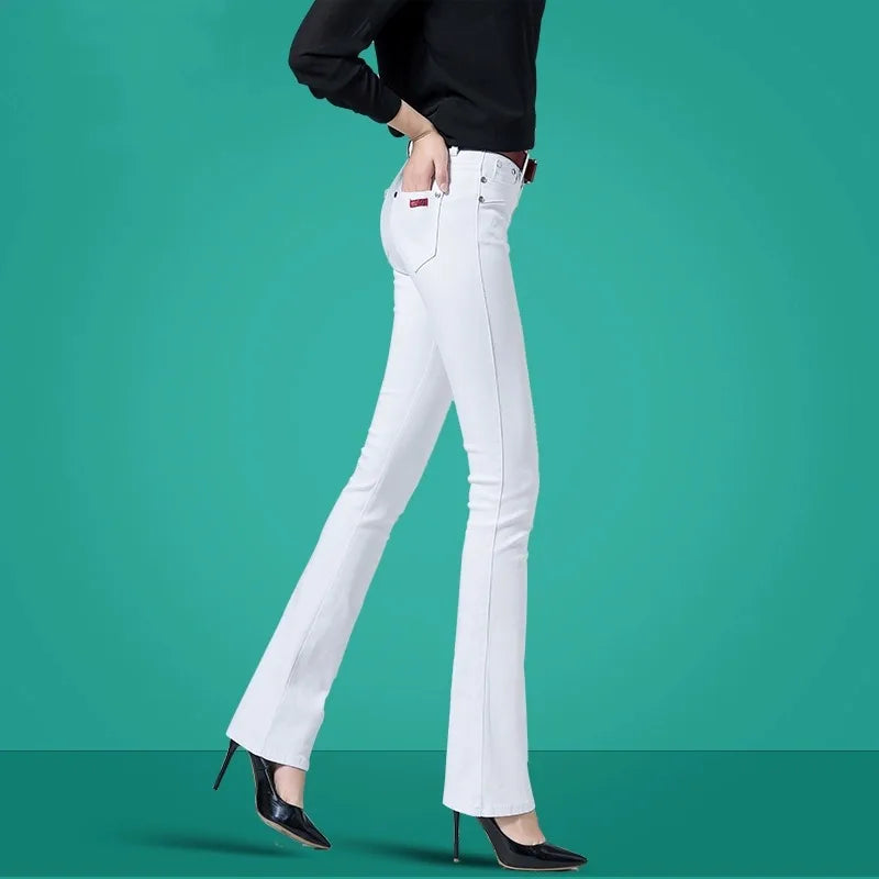 2026 Women's Autumn and Winter New High Waist Micro Jeans with Velvet Slimming Features.   Large Sizes, Multi Color Casual Pants. Don't  wait too long!!!