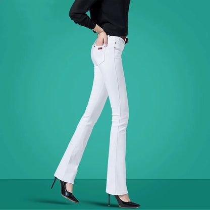 2026 Women's Autumn and Winter New High Waist Micro Jeans with Velvet Slimming Features.   Large Sizes, Multi Color Casual Pants. Don't  wait too long!!!