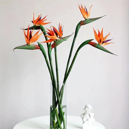 3pcs Artificial Bird Of Paradise Flowers, Rubber Strelitzia 24.5'' Long Stem Flower Suitable For DIY Home Party Theme Decor