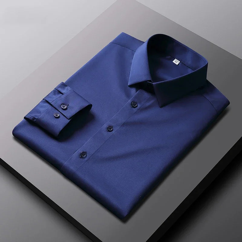 Men's Casual and Fashionable Long Sleeved Solid Shirt  in colors.  Non- Ironing and Wrinkle -Resistant for  Business
