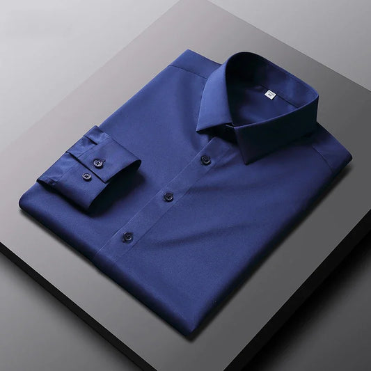 Men's Casual and Fashionable Long Sleeved Solid Shirt  in colors.  Non- Ironing and Wrinkle -Resistant for  Business