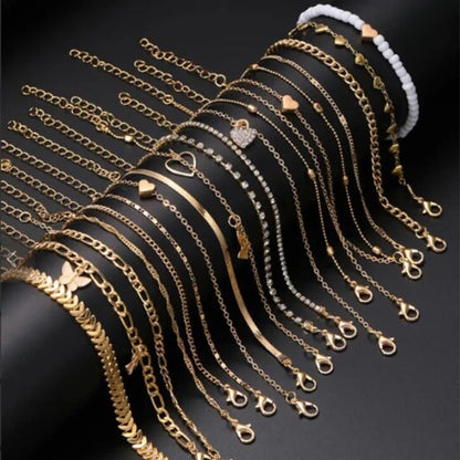 13pcs/Set Bohemian Heart,  Butterfly,  Rhinestone Anklet for Women.  Faux Turquoise Multi-Element Anklets,  Summer Beach Party Jewelry