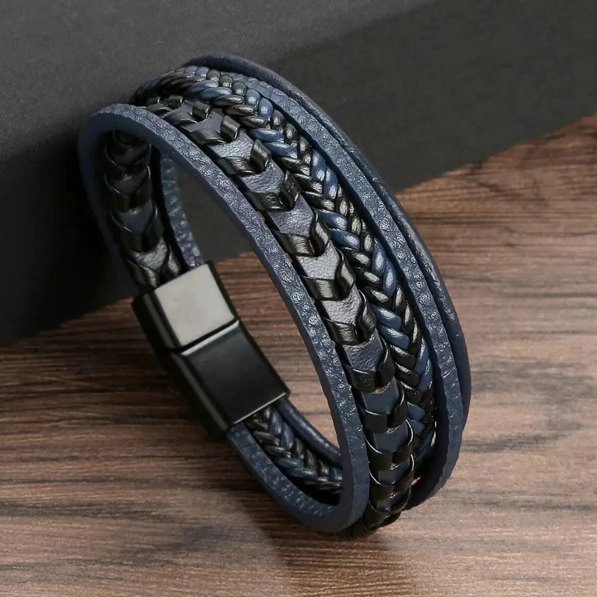 1pc Fashion Accessories MEN'S Multi-layered Vintage Leather Rope Braided Bracelet.  Women who don't have tiny wrists might find a fit.   Alloy Magnetic Buckle Bracelet.  BROWN then Black available if you hurry.  Blue is almos