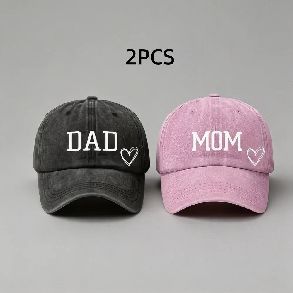 2pcs/set Fashion DAD MOM Love Printed Baseball Cap Washed Cotton Adjustable Couple Cap Baseball Caps For Men/ Women.  Black/Pink and Navy /PINK are the most pairs,BUT....Its still below our measurement.  If you want to try Pl