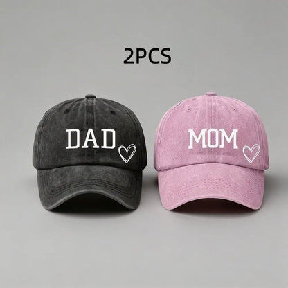 2pcs/set Fashion DAD MOM Love Printed Baseball Cap Washed Cotton Adjustable Couple Cap Baseball Caps For Men/ Women.  Black/Pink and Navy /PINK are the most pairs,BUT....Its still below our measurement.  If you want to try Pl