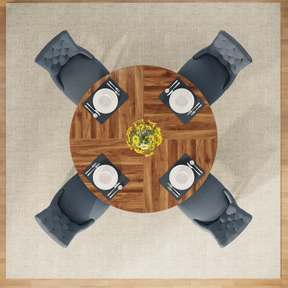 Round Dining Table for 4' 47" Farmhouse Kitchen Table Small Dinner Table Kitchen Dinning Table