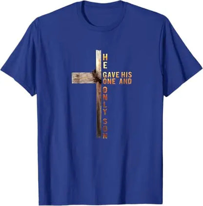 Easter Cross,  He Is Risen, Jesus/ Christian,  Men /Women T-Shirt, Bible verse John 3:16.