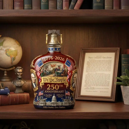 High Quality 250TH Anniversary Whisky Bottle,  Exquisite Embossed Craftsmanship Decoration.  Patriotic Whiskey Decanter.  One or Two Pieces.