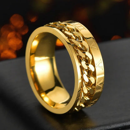 Cool Stainless Steel Rotatable  MENS/WOMENS Ring . High Quality Spinner Chain Punk Jewelry Style