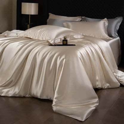 Natural Mulberry Silk Bedding Set  including Duvet Cover, 2pcs Pillowcases,  King /Queen Size Bedding Cover, 4pcs Bed Cover Bed Linen Sets