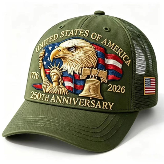 Americas  250th Anniversary Eagle Print Baseball Cap,  Unisex and  Adjustable Mesh Cap.  Summer Outdoor Sun Shade Breathable Baseball Caps
