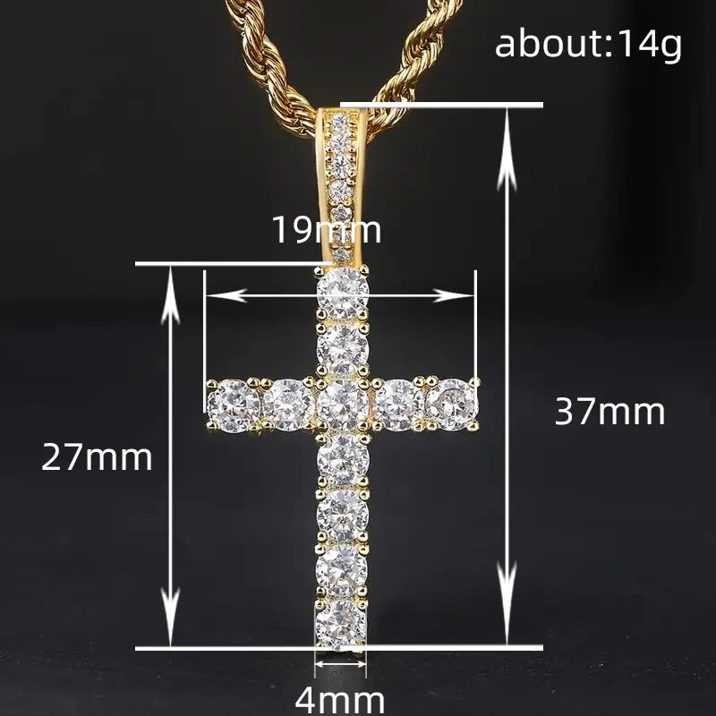 60Cm Twisted Chain Long Necklace for Women/Mens  Fashion Luxury Cubic Zirconia Cross.   Pendant Necklace Gift.
