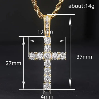 60Cm Twisted Chain Long Necklace for Women/Mens  Fashion Luxury Cubic Zirconia Cross.   Pendant Necklace Gift.