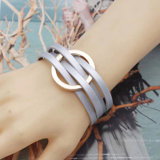 Leather Bracelets For Women, Fashion Bracelets & Bangles , Elegant Multilayer Wide Wrap Bracelet. Jewelry Gift.  All Colors Available except Lt. GRAY and AQUA