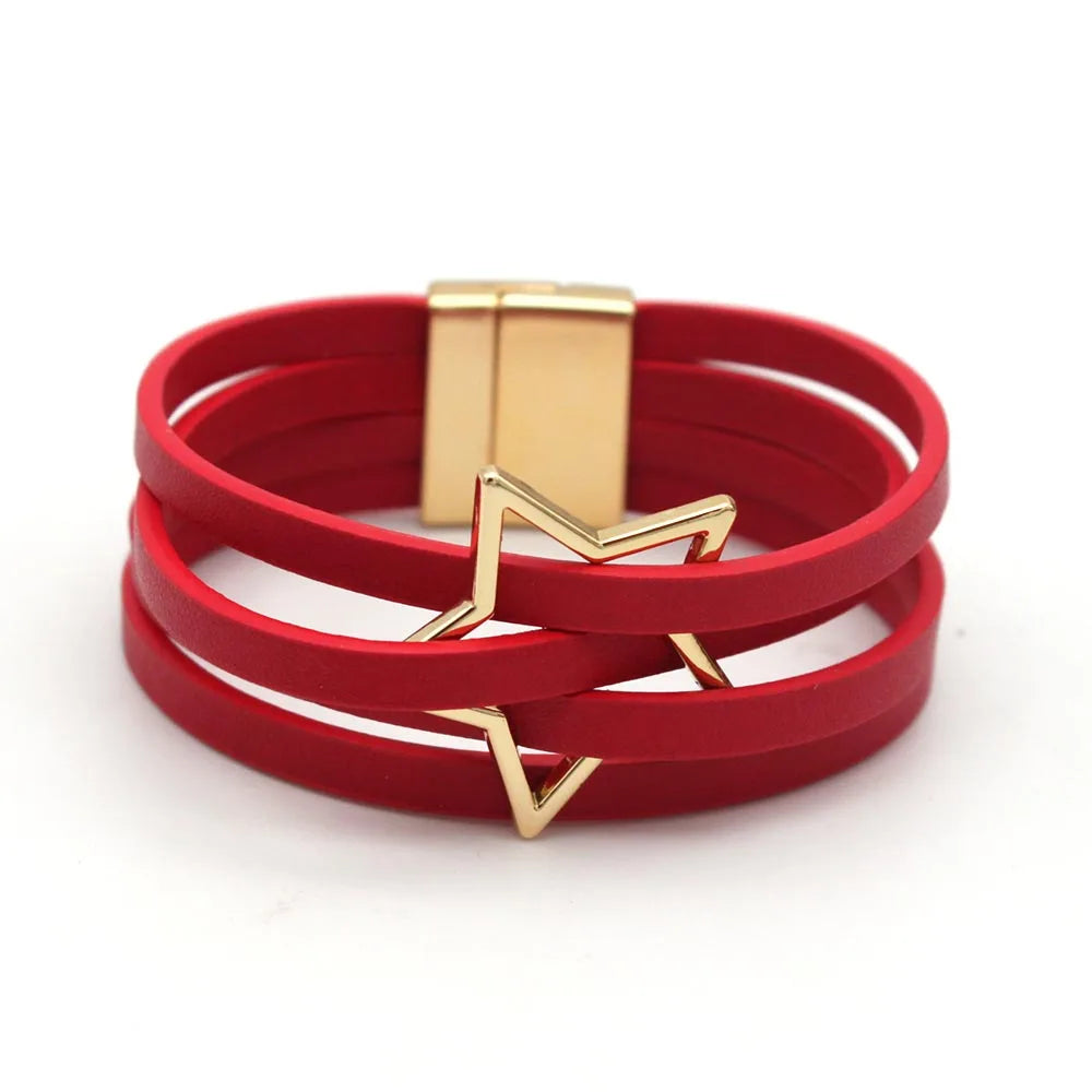 Leather Bracelets For Women, Fashion Bracelets & Bangles , Elegant Multilayer Wide Wrap Bracelet. Jewelry Gift.  All Colors Available except Lt. GRAY and AQUA