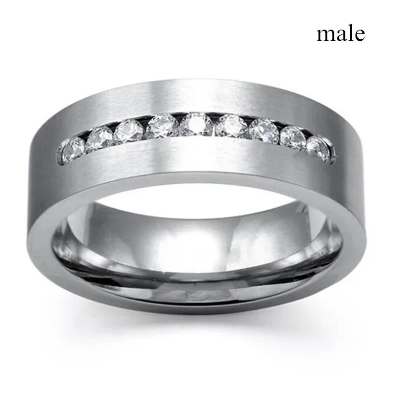 Fashion Couple Rings Men's CZ Stainless Steel Ring, Womens  Heart Cut Crystal Rhinestones Ring Set Wedding  Annniversary, Engagement Jewelry