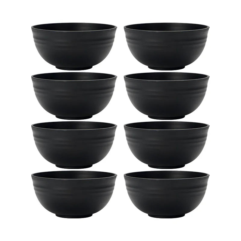 4/6/8pcs  Black grain bowl,  Reusable household plastic dinner bowl. Can hold food,  dessert,  grain,  great outdoor bowl