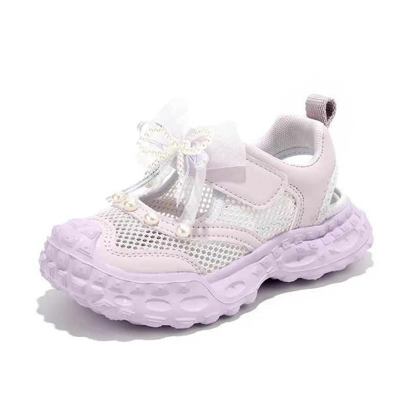 Girls' princess sandals summer children's pearl mesh shoes for sneakers Please check Sizing charts and availability.  Some Sizes missing in all 3 colors