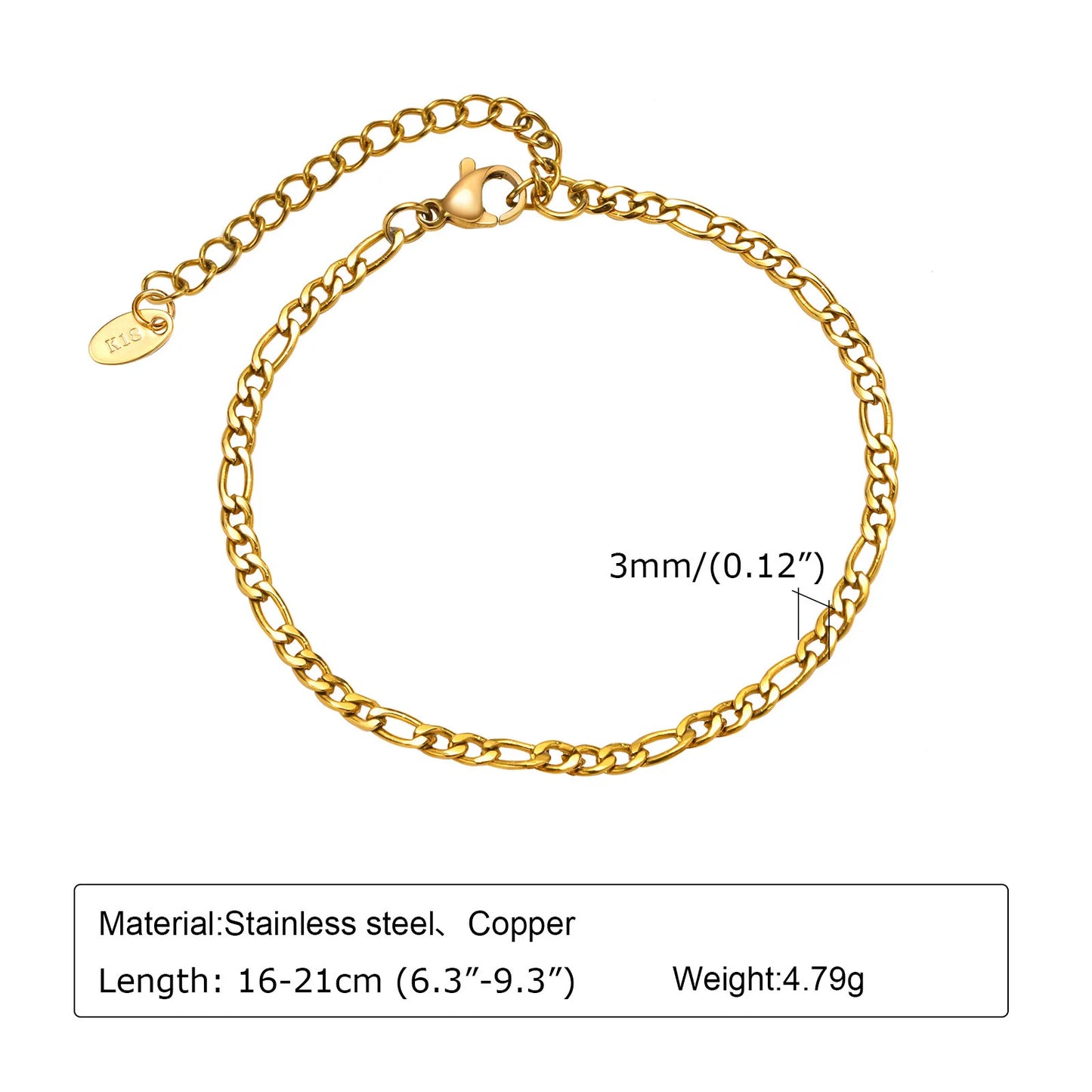 Waterproof Stainless Steel Chain Bracelets For Women.  Gold Plated Fashion and   Stackable Link Bracelet Gifts.  Great Gift for MOTHERS DAY