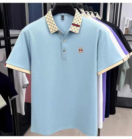 Luxury brand B letter embossed short sleeve polo shirt for  mens  summer,  lightweight,  breathable , new fashion color blocked lapel  POLO shirt