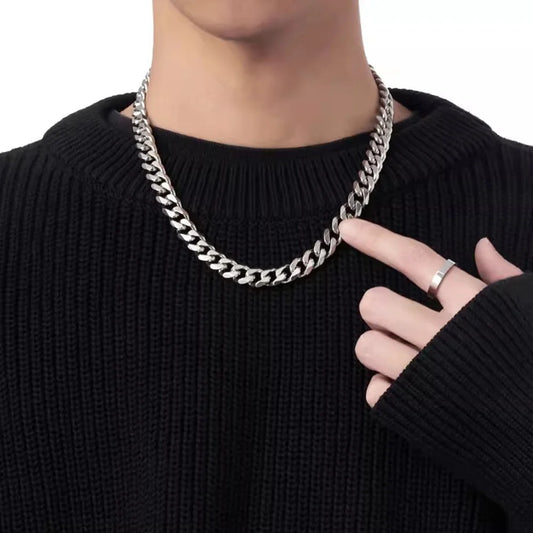 3/5/7mm Stainless Steel Cuban Link Chain Classic Personality Jewelry Simple Fashion Couple Necklace for Men/ Women