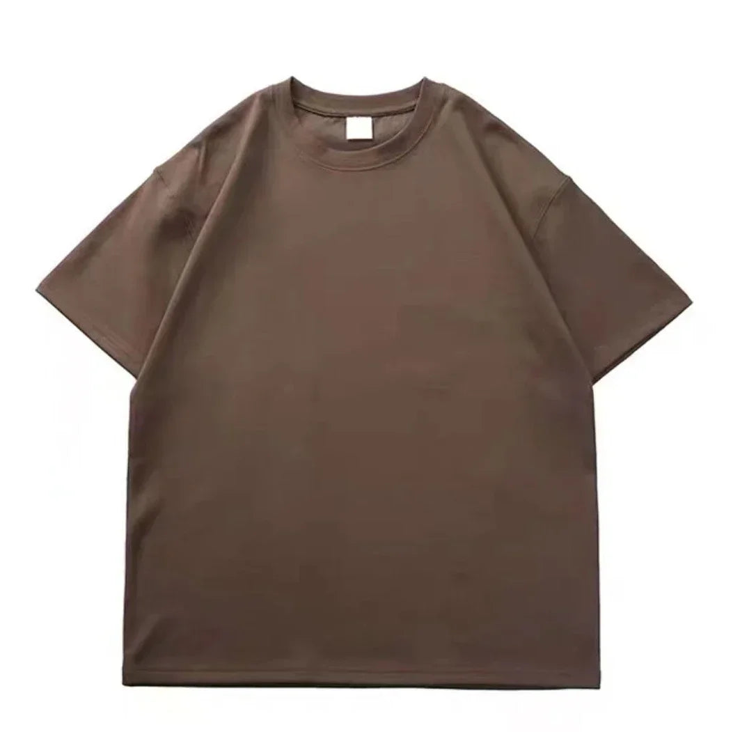 Black, White, COLORS,  GSM 500g Heavy-duty Pure Cotton T-shirt,  Thickened,  Threaded,  Round Neck,Short Sleeves,Half Sleeve Tees.