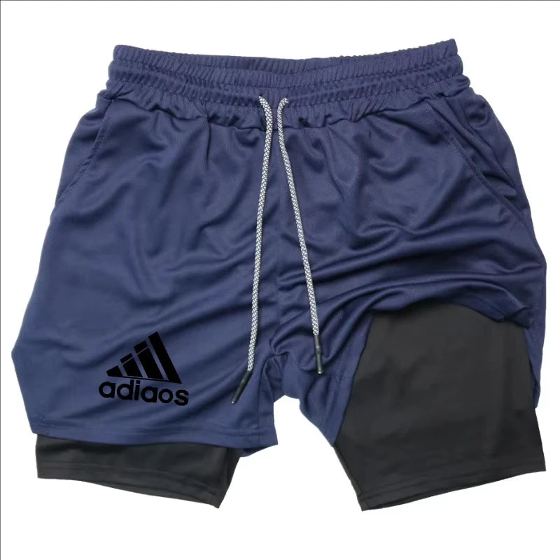 Men's Compression Shorts,  Summer Gym Fitness, Running,  Training Sports Shorts,  Two-In-One Mesh, Breathable and, Quick-Drying Shorts