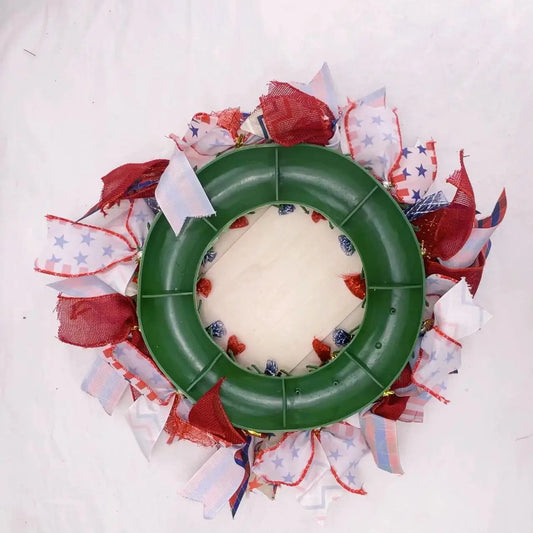 Handmade Memorial Day Wreath, July 4Th Decoration, Patriotic Wreath, Patriotic Independence Day Wreath Decoration, Red, White, and Blue Star and Stripe Pattern Bow Front Door Decoration, Suitable for Indoor and Outdoor Use, D
