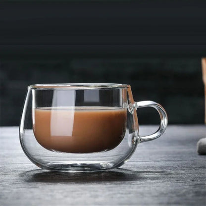 150-350ml Heat Resistant High Borosilicate Glass Mug.  Double Wall Glass Coffee Cup with Handle.