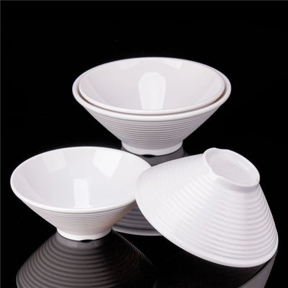 Japanese Hat Shape Bowls. White Melamine Large Ramen Rice Noodle/ Soup Bowl.