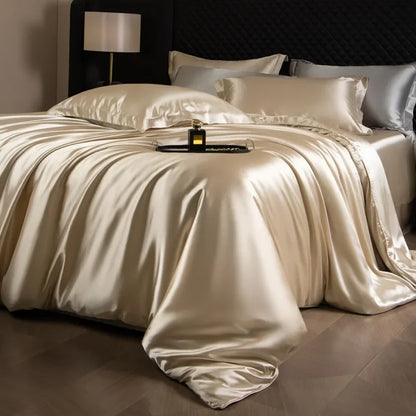Natural Mulberry Silk Bedding Set  including Duvet Cover, 2pcs Pillowcases,  King /Queen Size Bedding Cover, 4pcs Bed Cover Bed Linen Sets