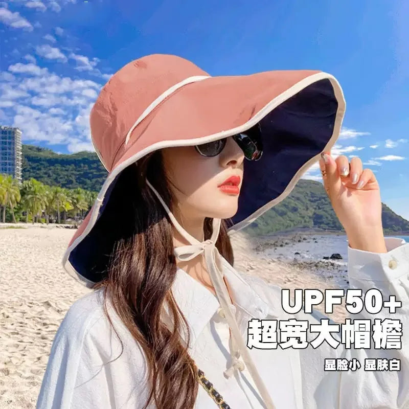 1pc Polka Dot Ribbonbucket Hat for Women, Large Wide Brim Summer Sun Hat,  Breathable Sunscreen Visor Cap for Beach, Sun,  Travel