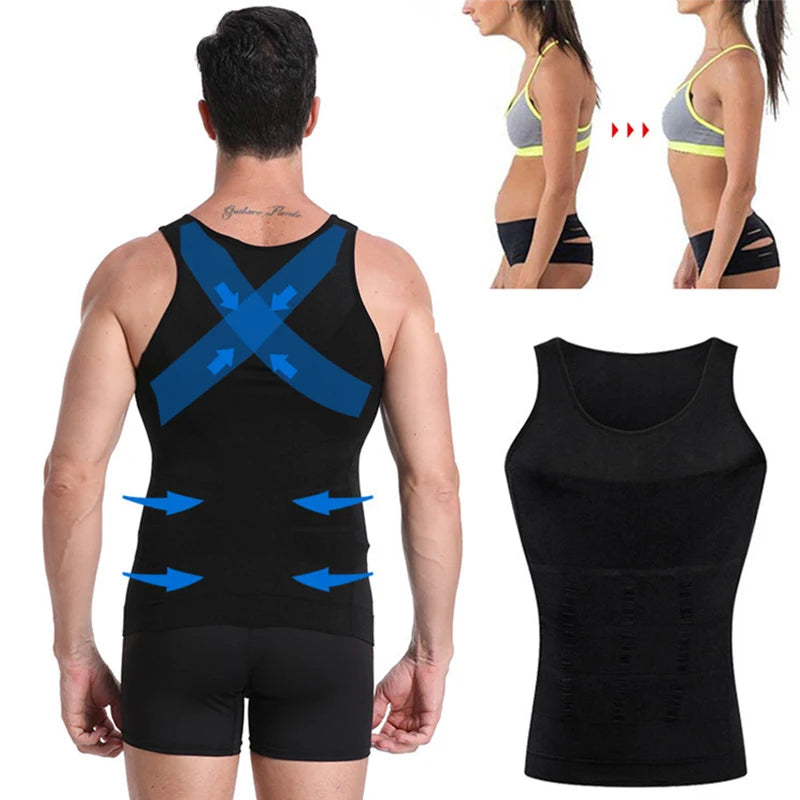 Men's Shapewear,  Slimming Body Corset Vest,  Shirt Compression for  Abdomen,  Tummy,  Belly,  Control  for Slim Waist Cinche.