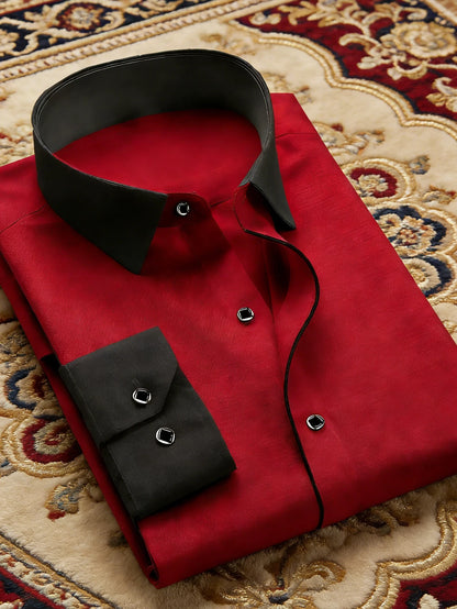 Mens Tuxedo Shirt.   Western,  Luxury,  Long Sleeve,  Smart,  Casual, Micro Elastic,  Wrinkle-free,  Business Dress Shirts
