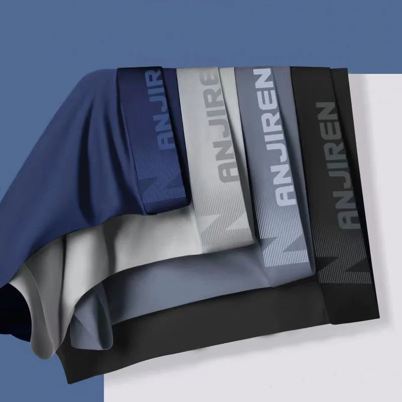 4pcs Boxer Shorts.   Men's Ice Silk Underwear, Breathable, Sexy, Thin, U Convex  Boxers,  L-6XL