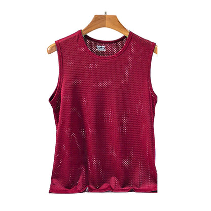Men's Ice Silk Mesh Tank Tops,  Gym Stringer, Transparent Bodybuilding Sleeveless Shirt  for Fitness.