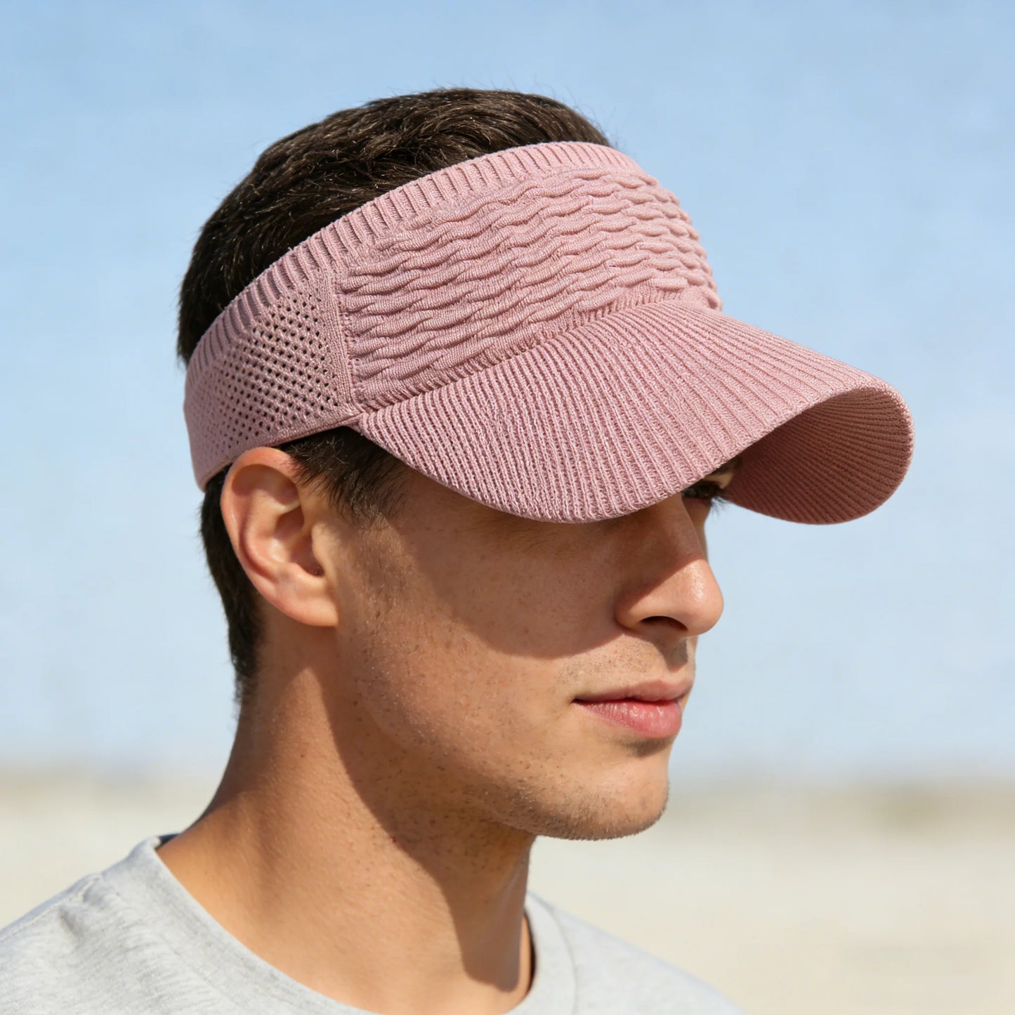 1pc Fashion Folds Design,  Solid Colors,  Large Brim Sunscreen Hat,  Outdoor,  Elastic Fabric,  Sports Sun Cap, Knitted , Empty Top Sun Hat